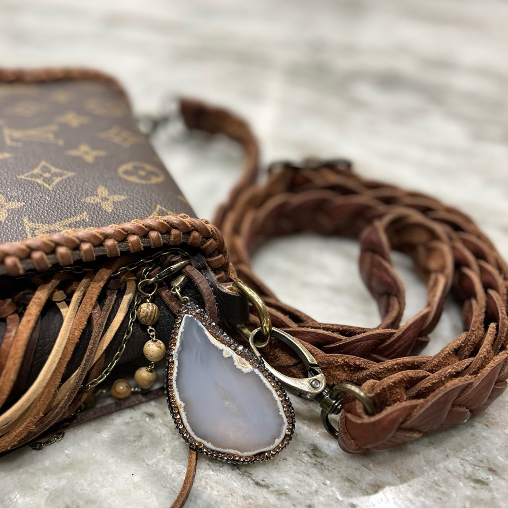 Vintage Boho Louis Vuitton Customized Chocolate Monogram Bag - Picture 10 of 16